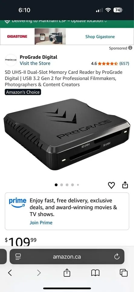 SD UHS-II Dual-Slot Memory Card Reader by ProGrade Digital