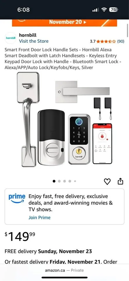 Smart Front Door Lock Handle Sets