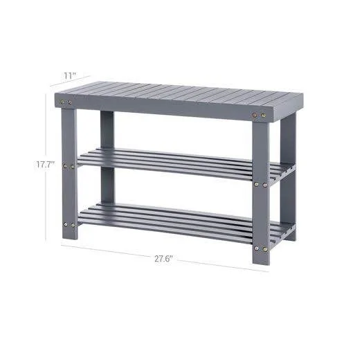 Bamboo Shoe Bench – BRAND NEW in Box – Gray image indicator(3)