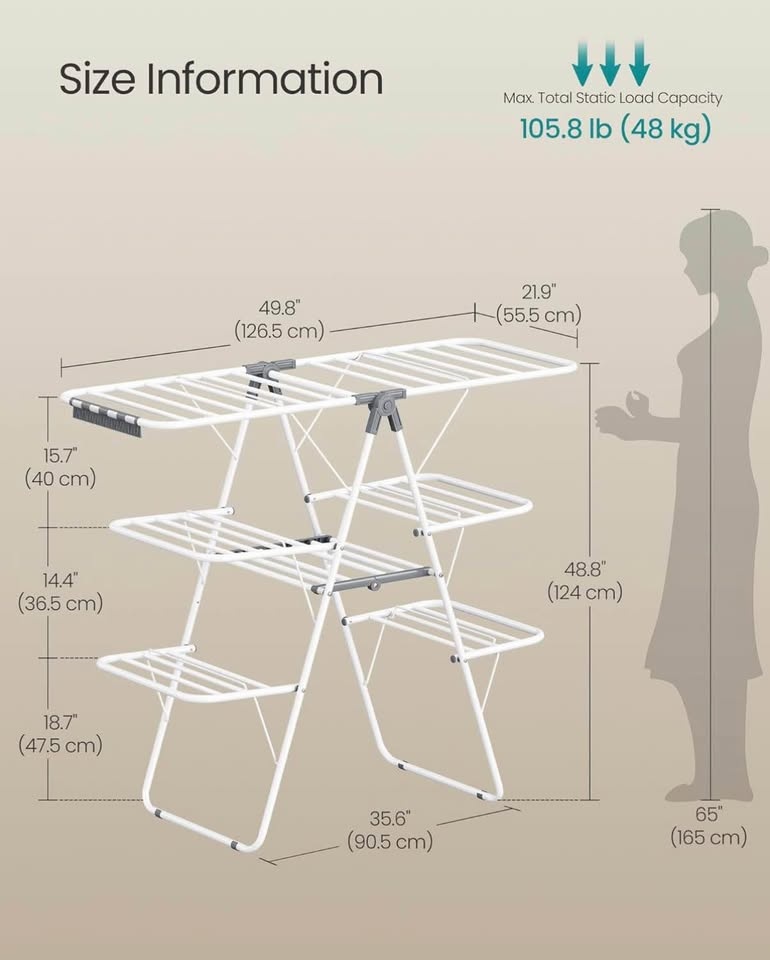 🌟 NEW SONGMICS 3-Level Foldable Clothes Drying Rack - photo 2