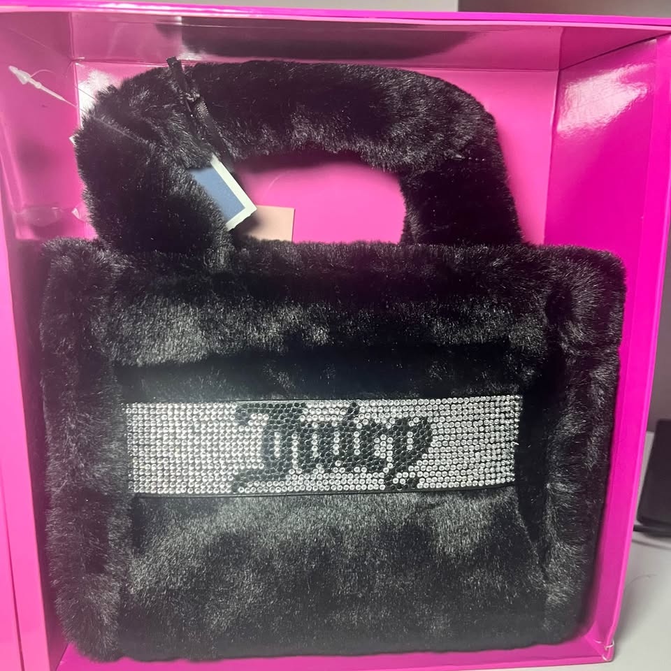 Juicy Couture Fur Bling Mini Bag Tote - Black New - photo 3