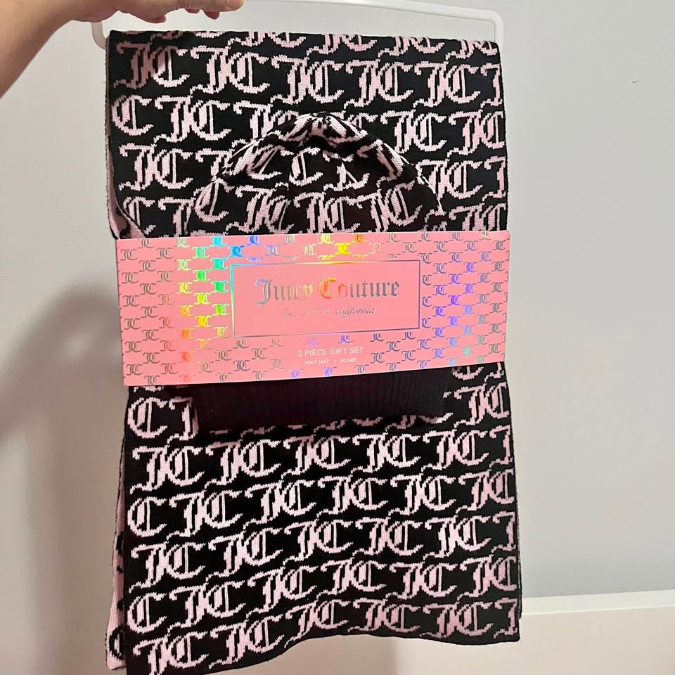 Juicy Couture Monogram Scarf and Beanie Set - new with tags