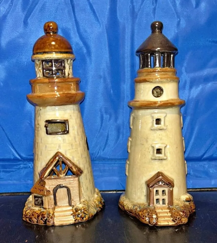 Ceramic lighthouse tealight candle holder