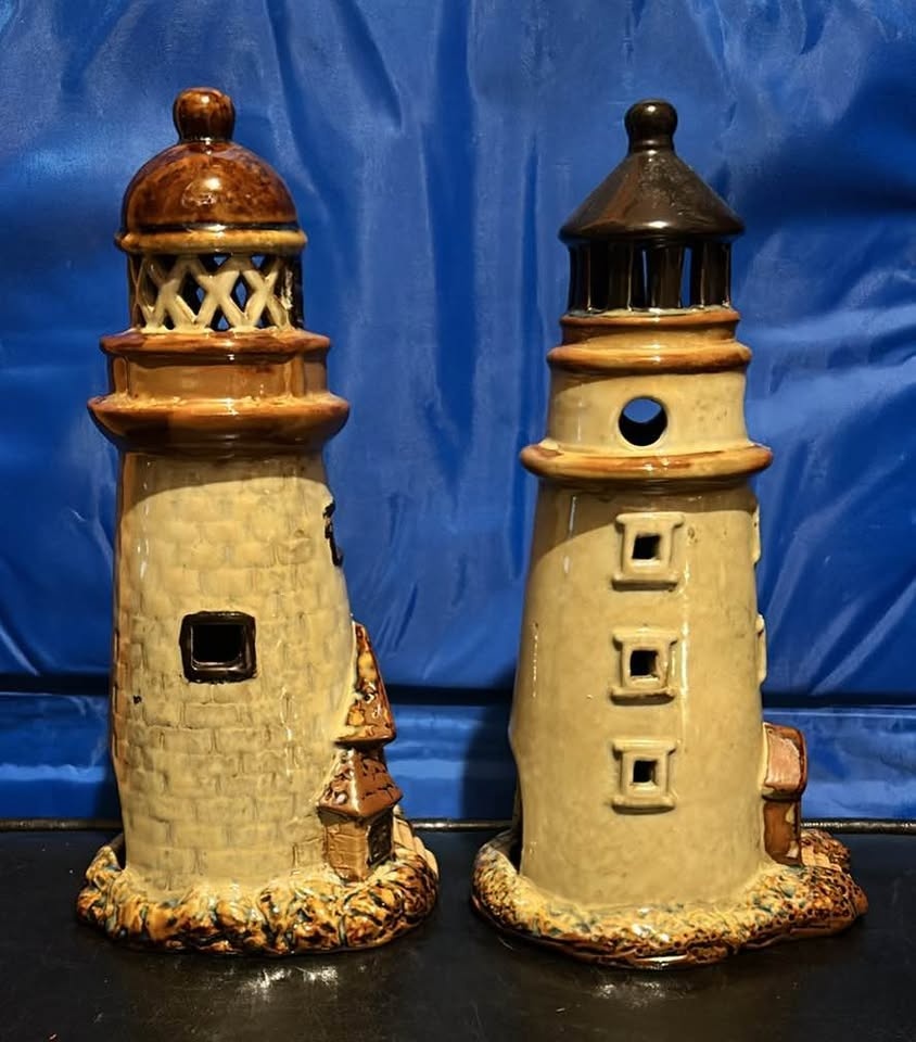 Ceramic lighthouse tealight candle holder - photo 2