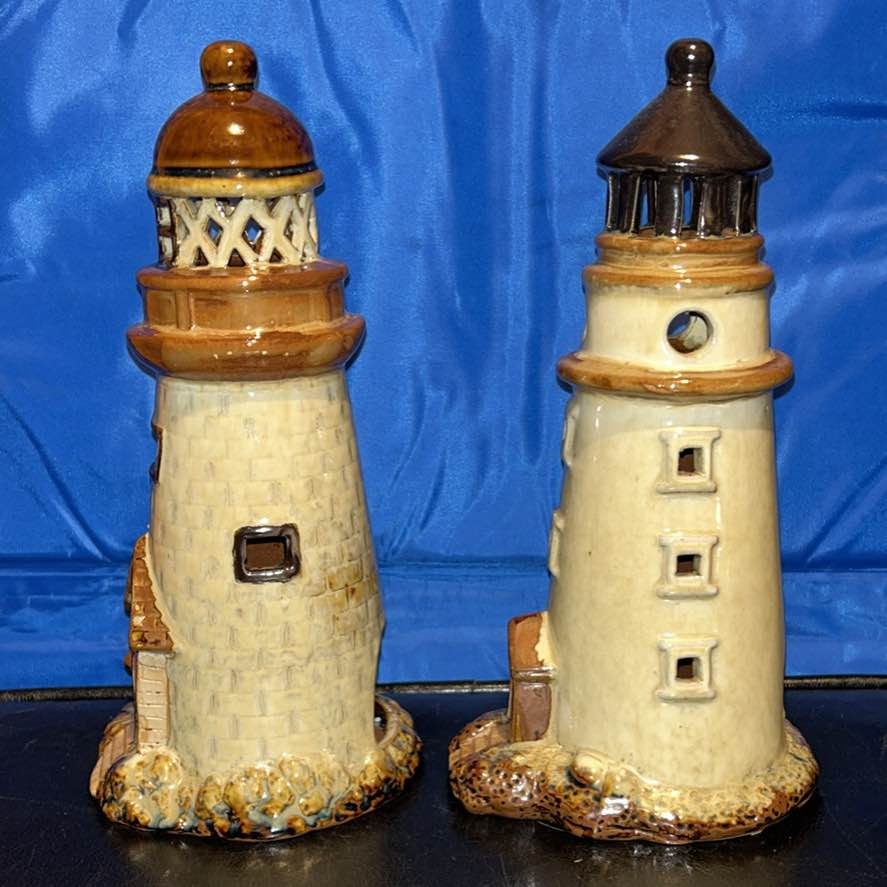 Ceramic lighthouse tealight candle holder - photo 4