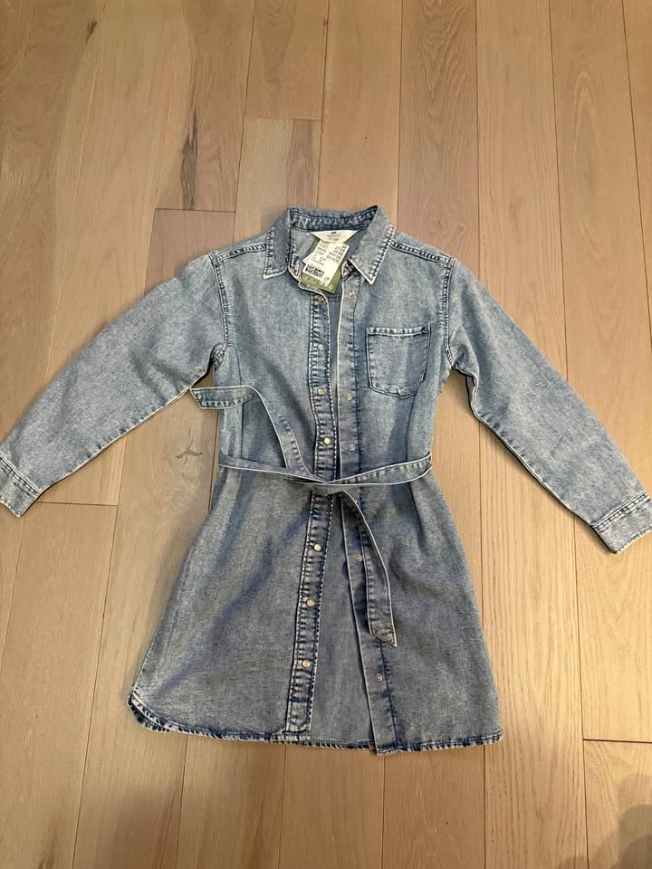 H&M Girls Denim Shirt Dress - Size 9-10