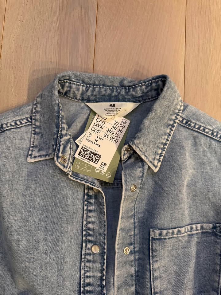 H&M Girls Denim Shirt Dress - Size 9-10 - photo 2