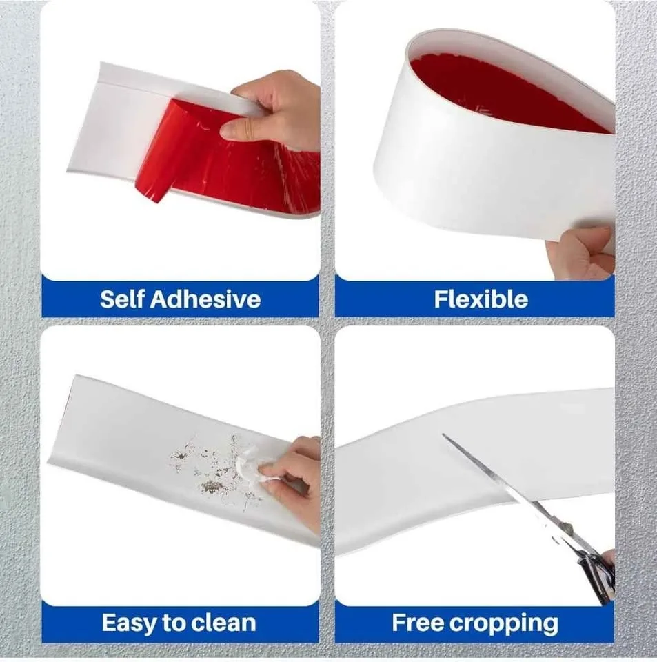 4 Inch x 40 Feet Self-Adhesive Vinyl Wall Base- white image indicator(3)