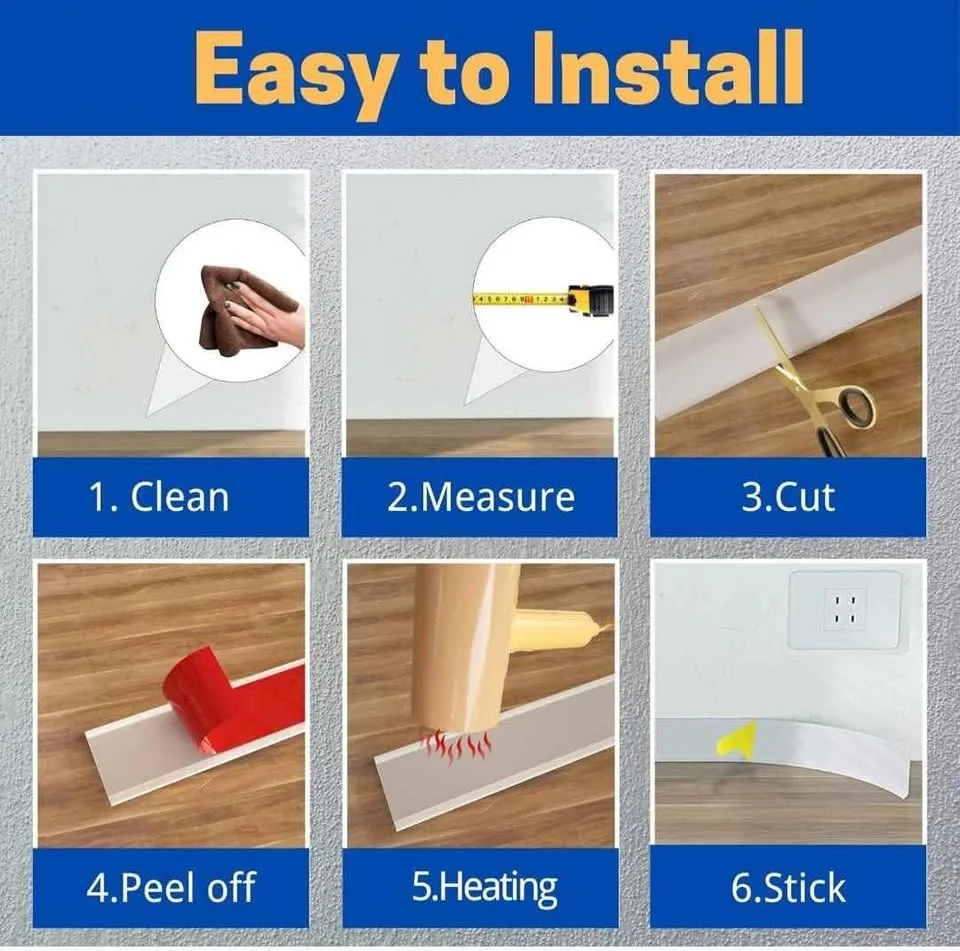 4 Inch x 40 Feet Self-Adhesive Vinyl Wall Base- white image indicator(6)