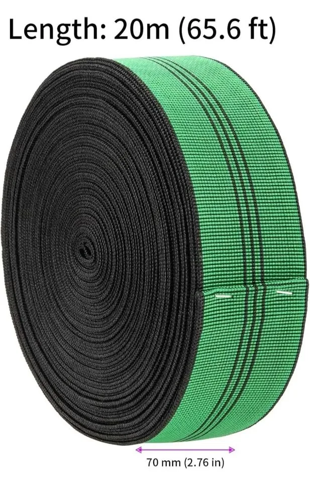 2.7" x 65.6' Sofa Elastic Webbing, Black Elastic Webbing Band, D image indicator(2)