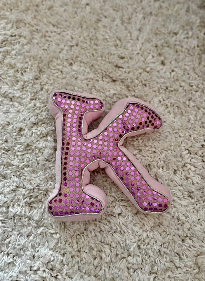 Pink Letter K Sequin Pillow