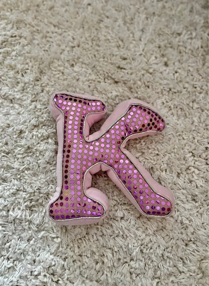 Pink Letter K Sequin Pillow