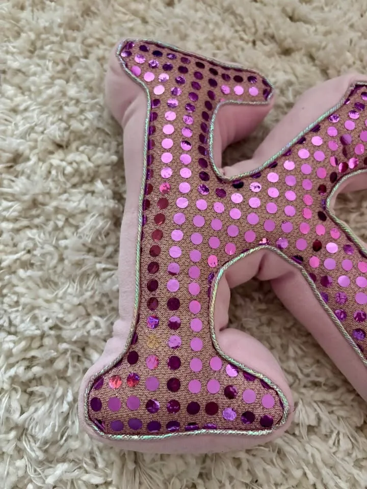 Pink Letter K Sequin Pillow image indicator(2)