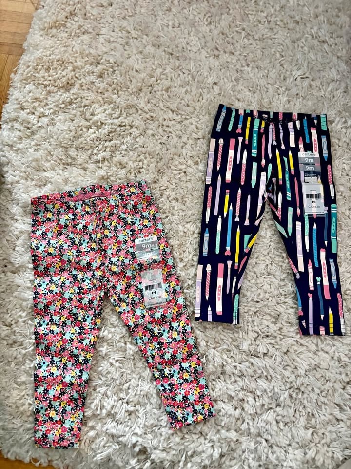 Two Pairs of New Baby Carters Leggings - 9 Months