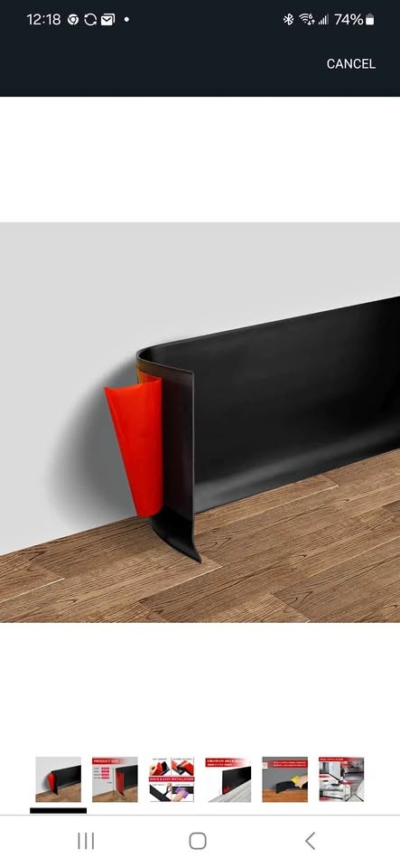Vinyl Wall Base Baseboard Molding Trim 4"- 60 feet, black