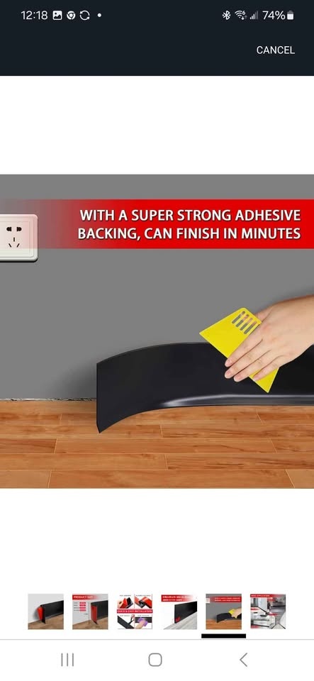 Vinyl Wall Base Baseboard Molding Trim 4"- 60 feet, black - photo 5