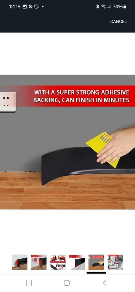 Vinyl Wall Base Baseboard Molding Trim 4"- 60 feet, black image indicator(5)