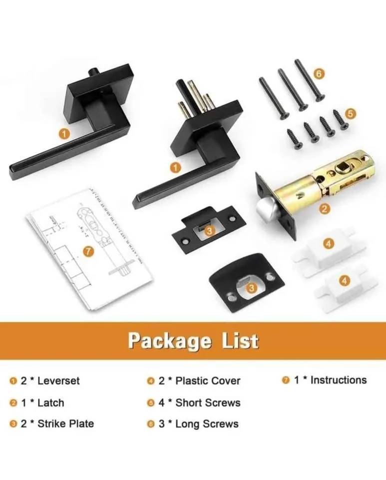 Probrico Matte Black Door Levers - 2 Sets image indicator(7)