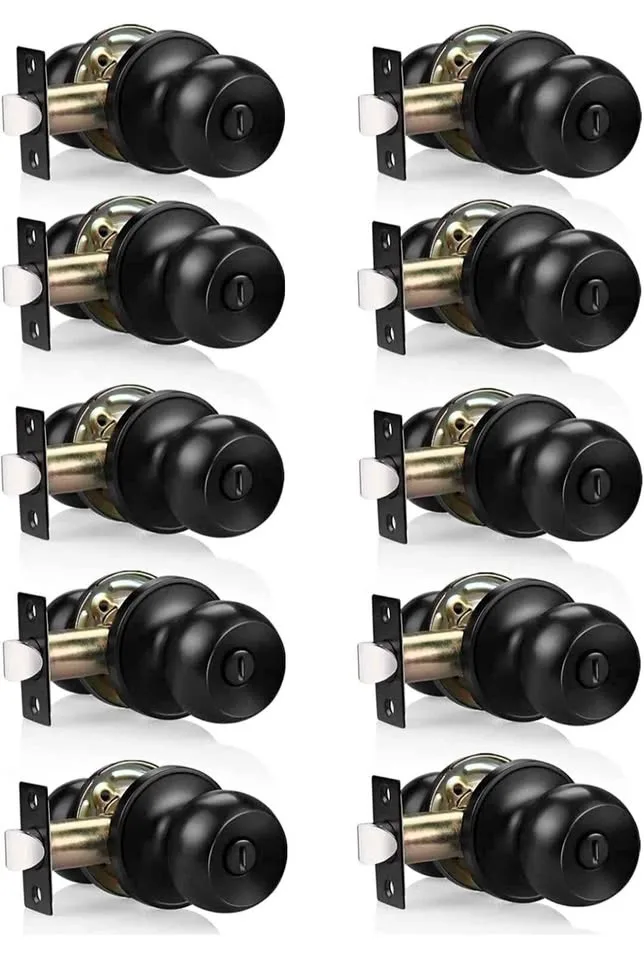 10 Pack Probrico Black Keyless Door Knobs