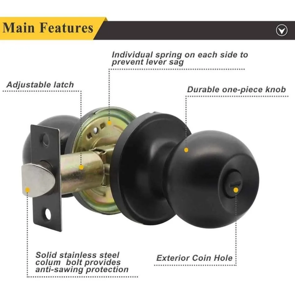 10 Pack Probrico Black Keyless Door Knobs image indicator(4)