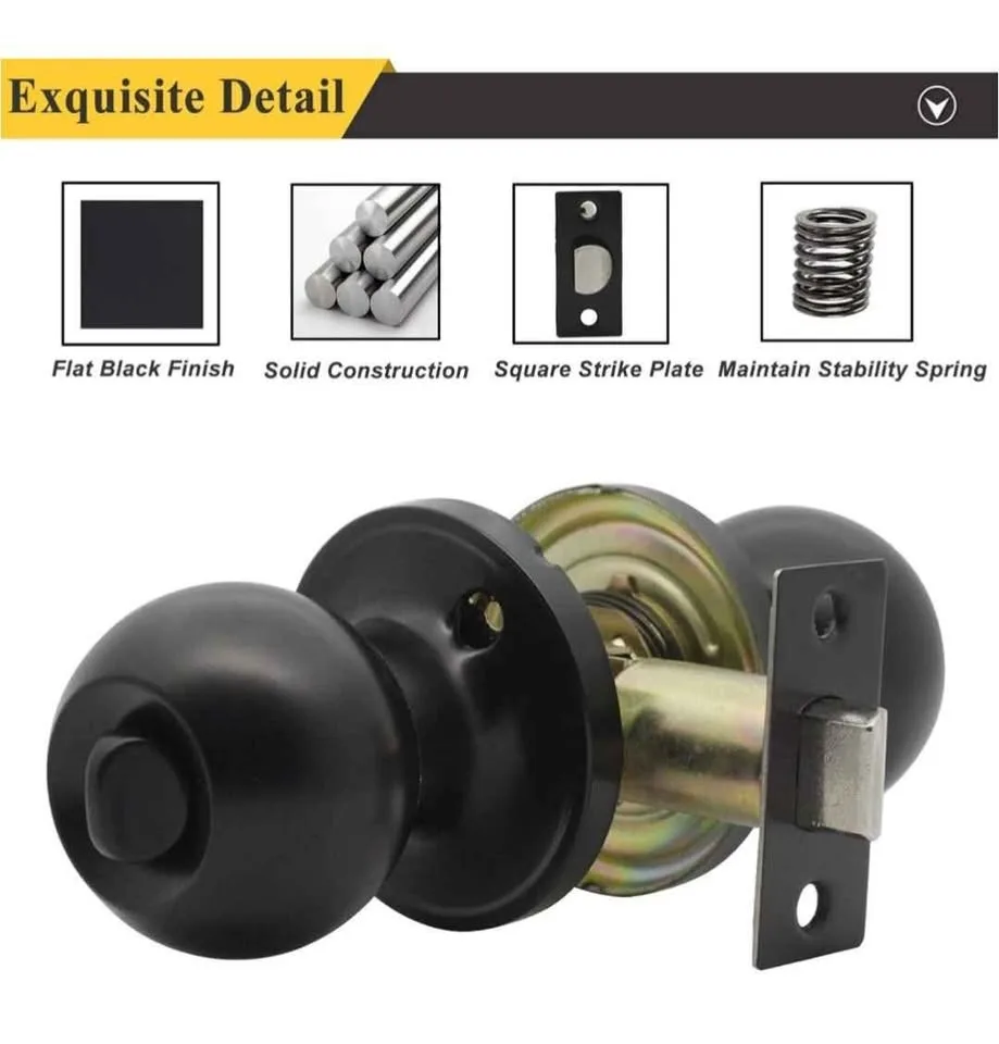 10 Pack Probrico Black Keyless Door Knobs image indicator(5)