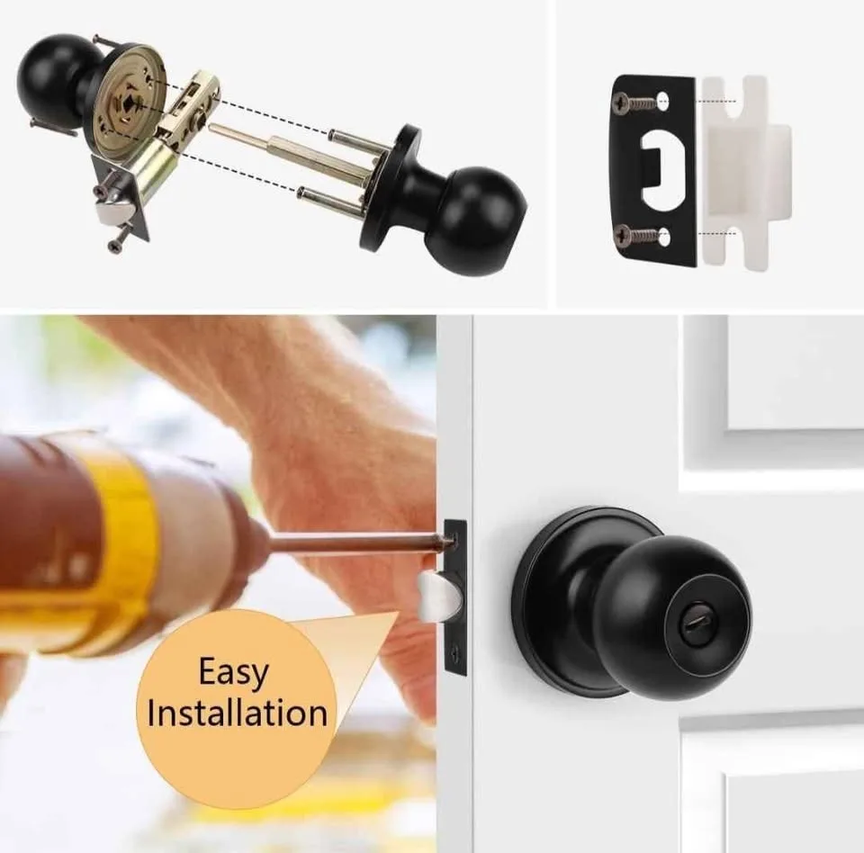 10 Pack Probrico Black Keyless Door Knobs image indicator(6)