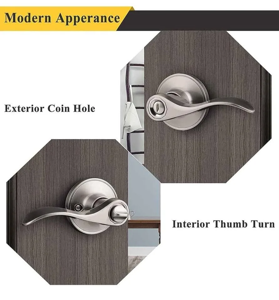 6 Pack Probrico Satin Nickel Door Handles with Lock image indicator(2)