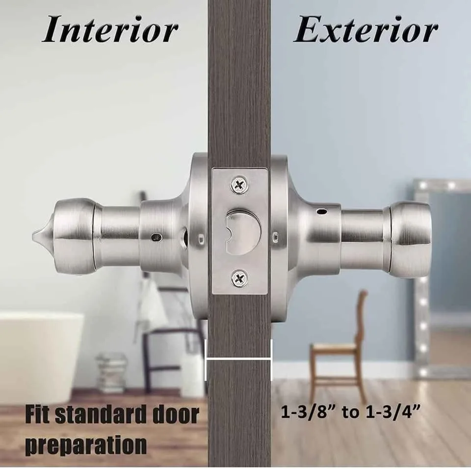 6 Pack Probrico Satin Nickel Door Handles with Lock image indicator(3)