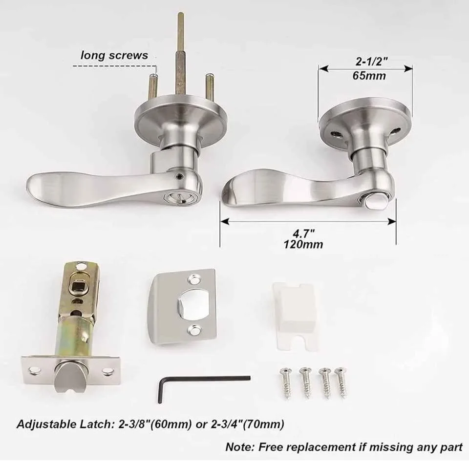 6 Pack Probrico Satin Nickel Door Handles with Lock image indicator(7)