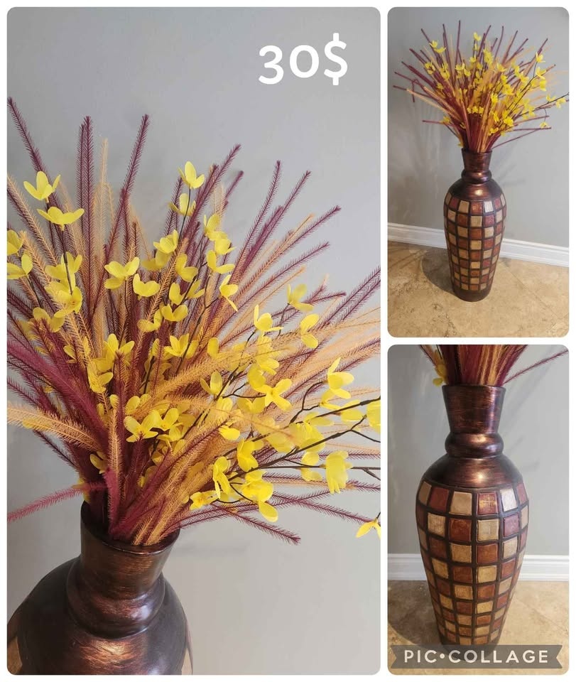 Tall vase decor with flowers - photo 2