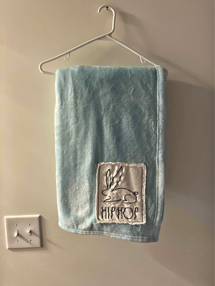 Rae Dunn Blue Easter Hip Hop Blanket Throw - 5' × 4'