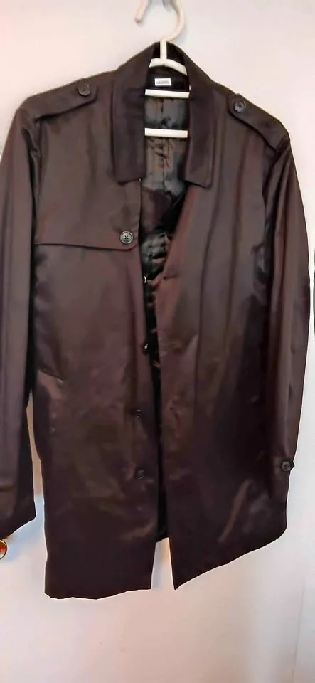 Black Satin Trench Coat Size L thumbnail