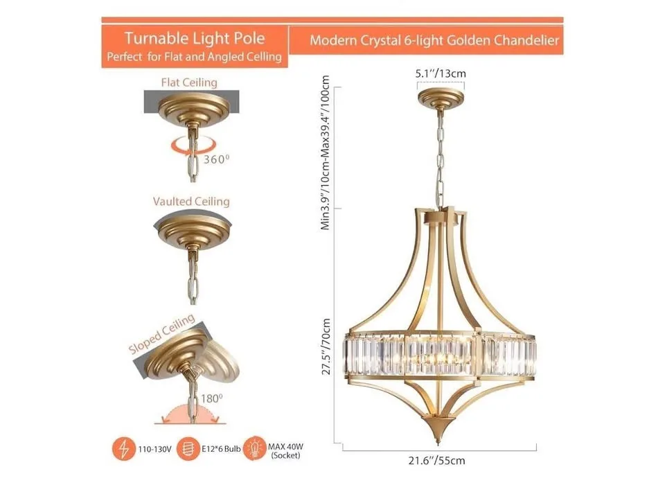 NEW (21.6”) Crystal Chandeliers image indicator(2)