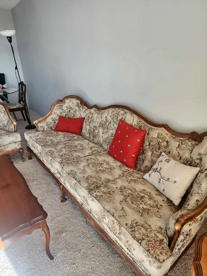 Sofa set with armchair and table