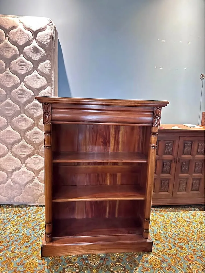 Solid Wood Bookshelf with Carved Details