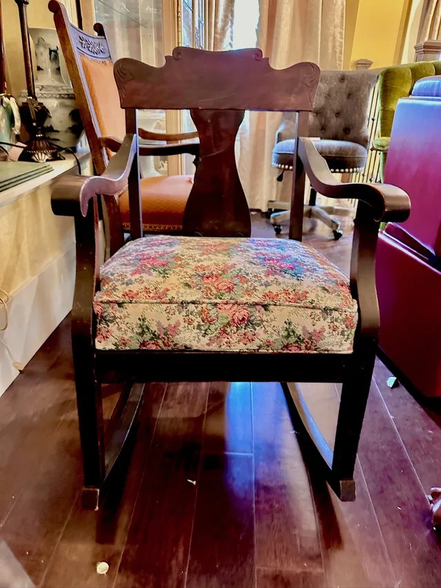 Floral Upholstered Wooden Armchair