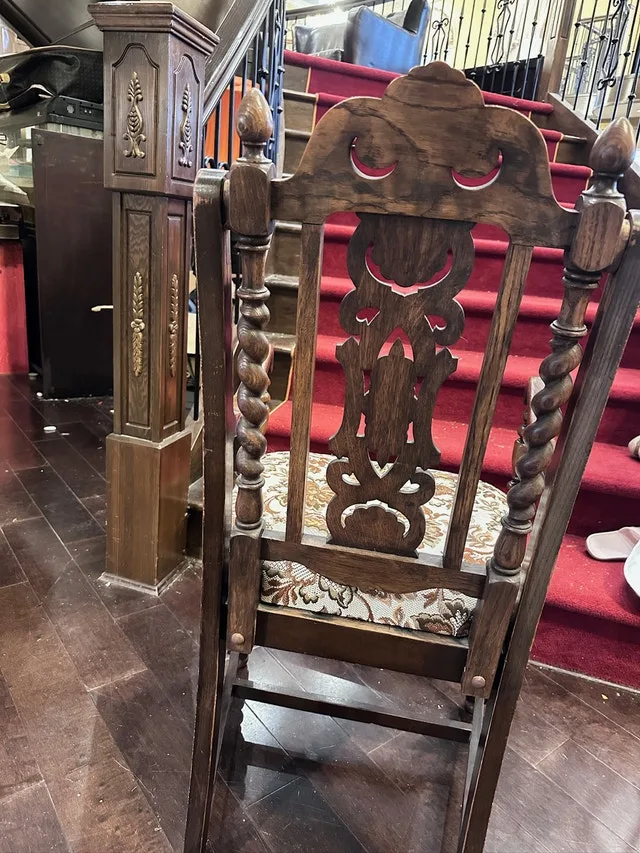 Tudor Revival Style Carved Wooden Chair image indicator(3)