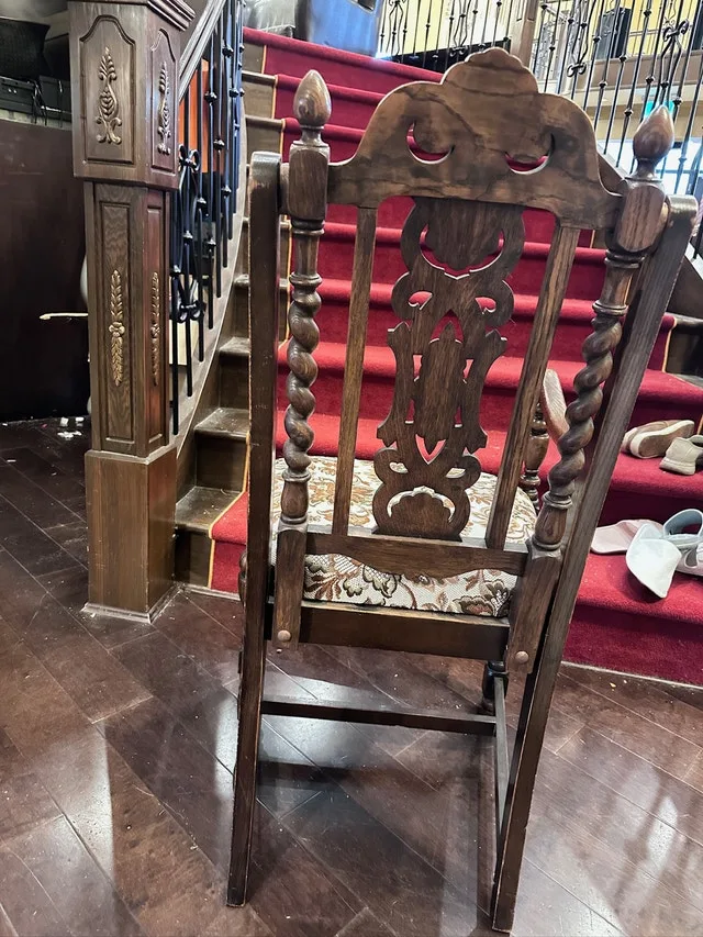 Tudor Revival Style Carved Wooden Chair image indicator(4)