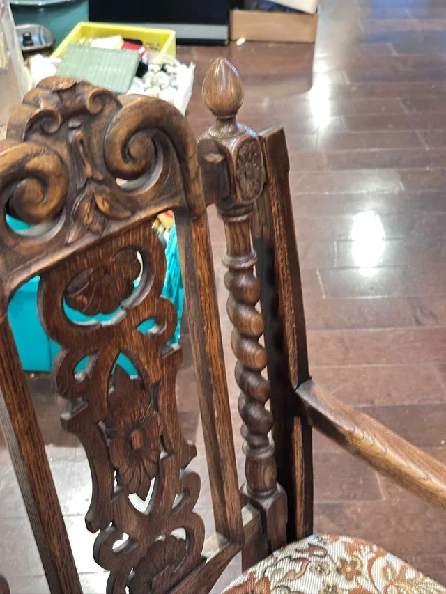 Tudor Revival Style Carved Wooden Chair image indicator(5)