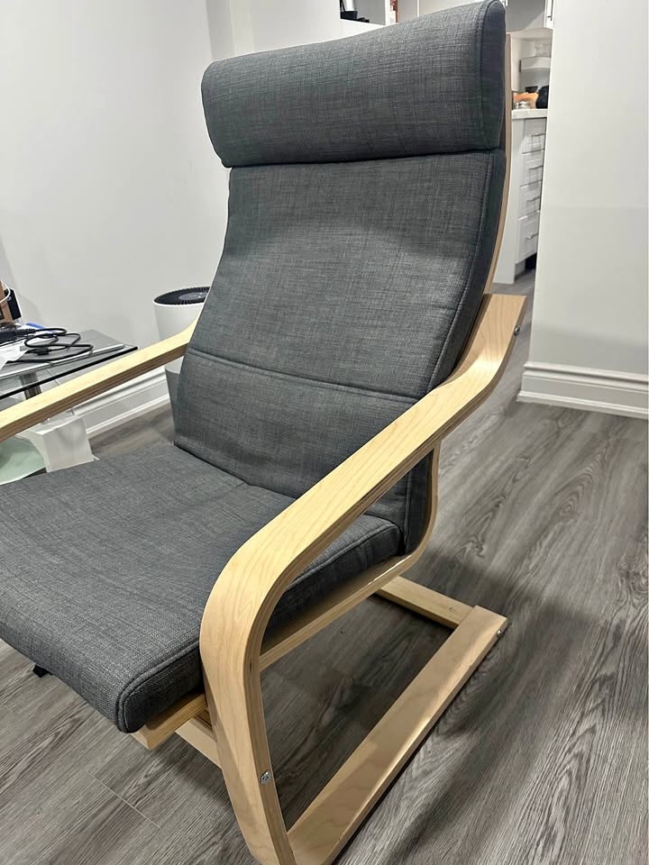 Classic IKEA Poäng Armchair (Birch/Dark Grey)