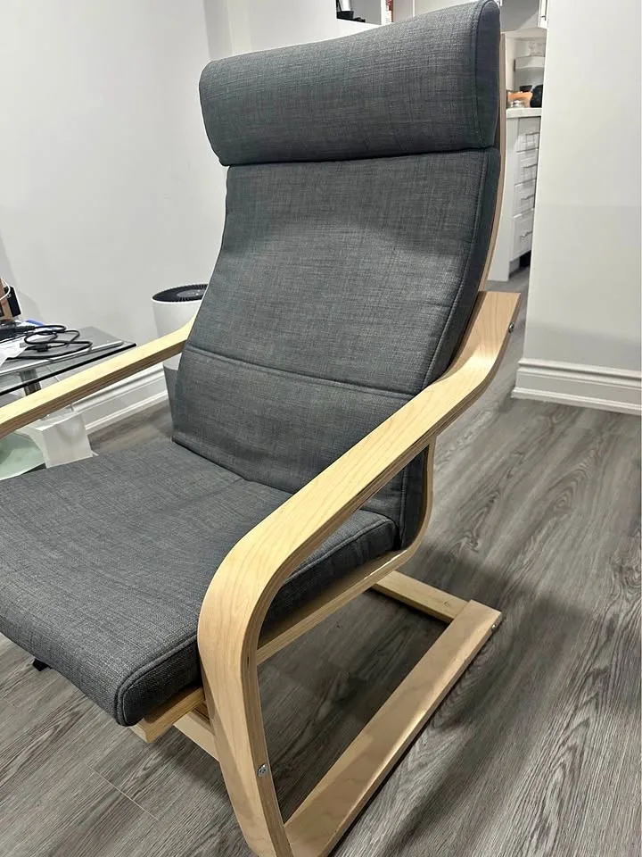 Classic IKEA Poäng Armchair (Birch/Dark Grey)