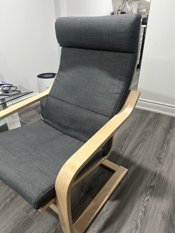 Classic IKEA Poäng Armchair (Birch/Dark Grey) - photo 2