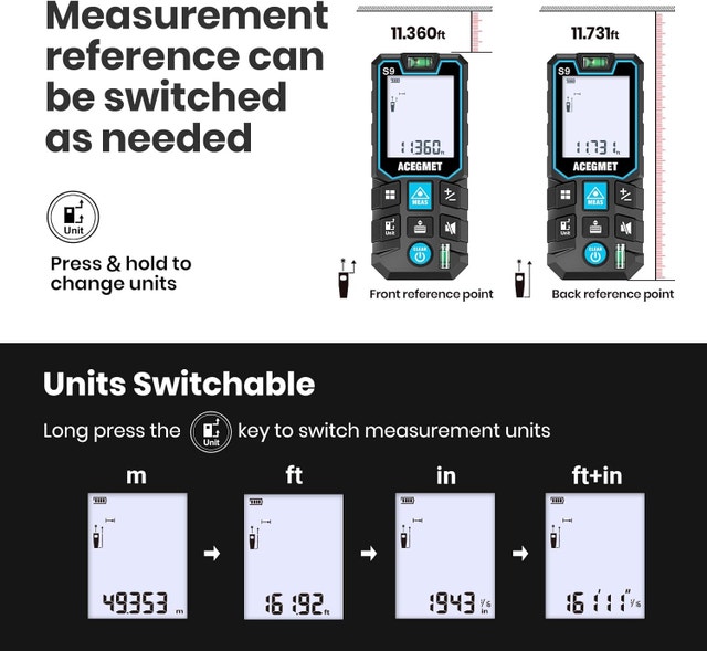 ACEGMET Laser Measure, 229ft/70m Laser Measurement Tool - photo 5