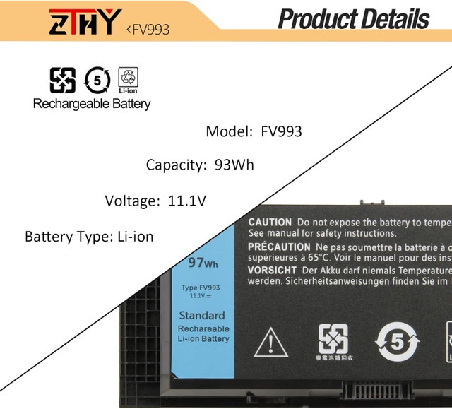 FV993 Laptop Replacement Battery for Dell Precision M Series - photo 5