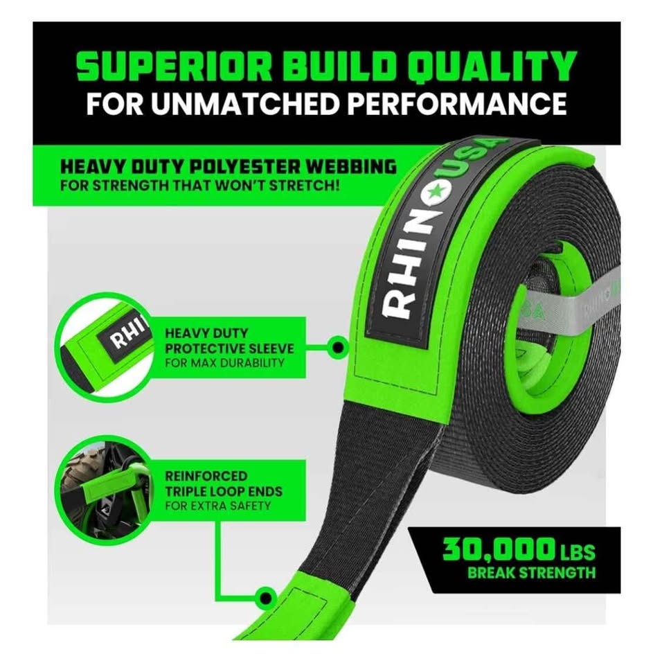 Rhino USA Recovery Tow Strap (3" x 20') - 31,518lb - photo 2