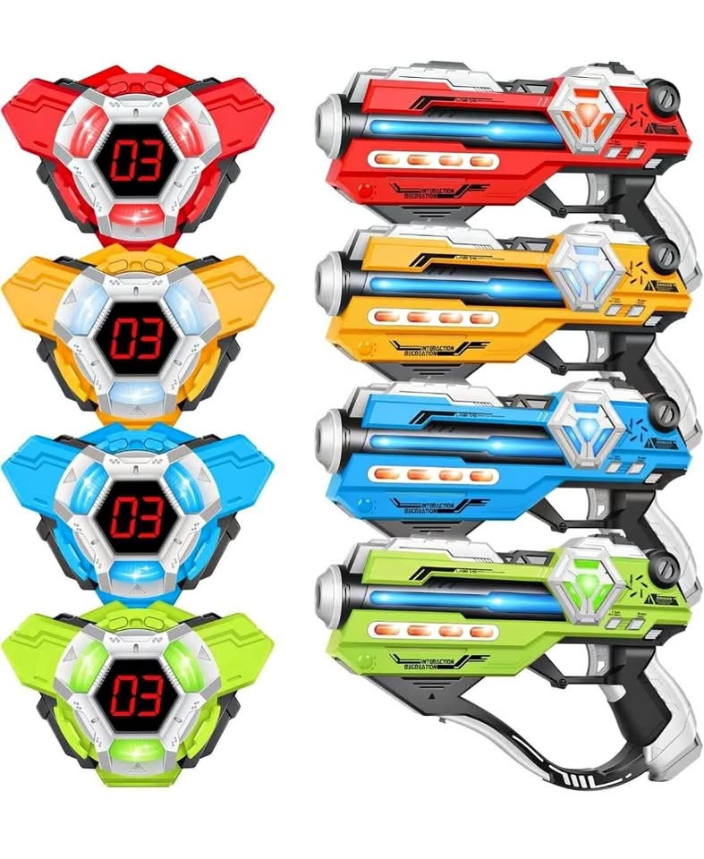 Laser Tag Guns Set of 4 with Digital LED Score Vests