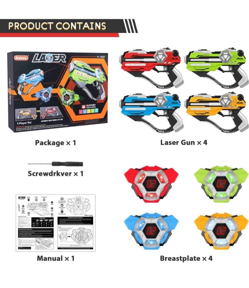 Laser Tag Guns Set of 4 with Digital LED Score Vests - photo 4
