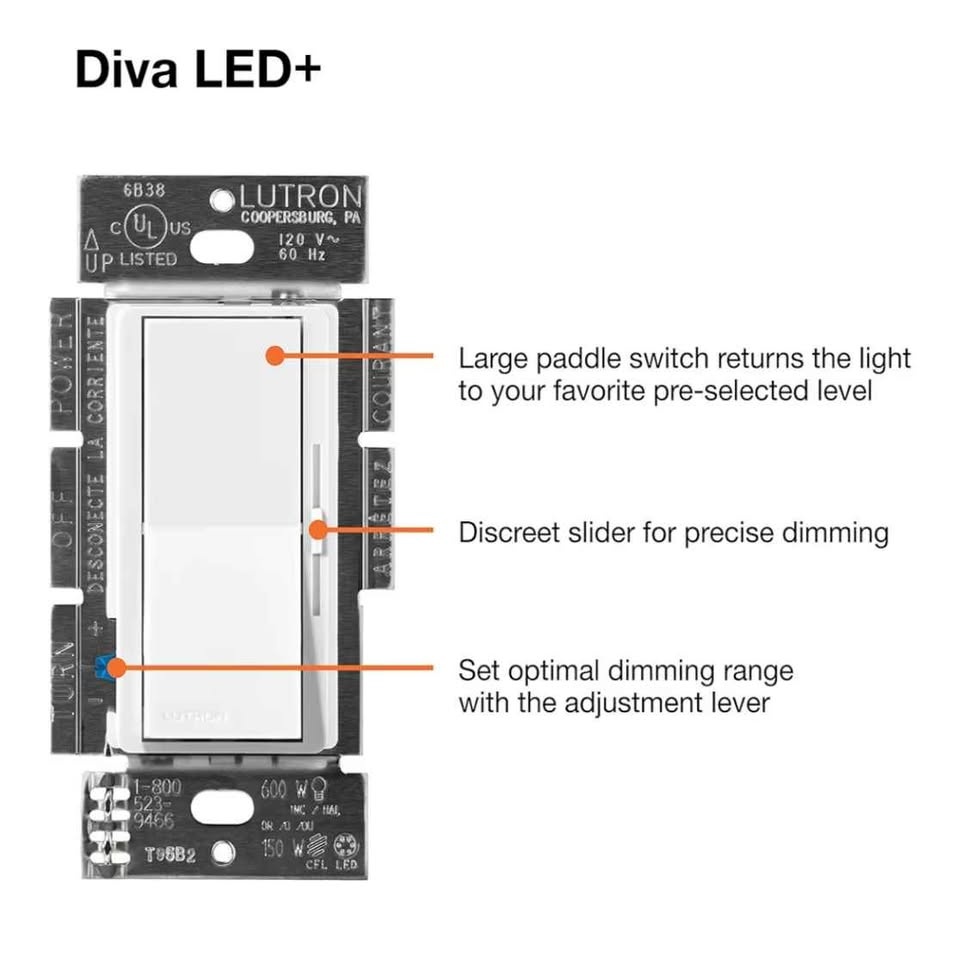 3 Pack-Lutron Diva LED+ Dimmer Light Switch - photo 4