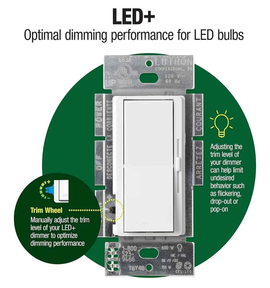 3 Pack-Lutron Diva LED+ Dimmer Light Switch - photo 5