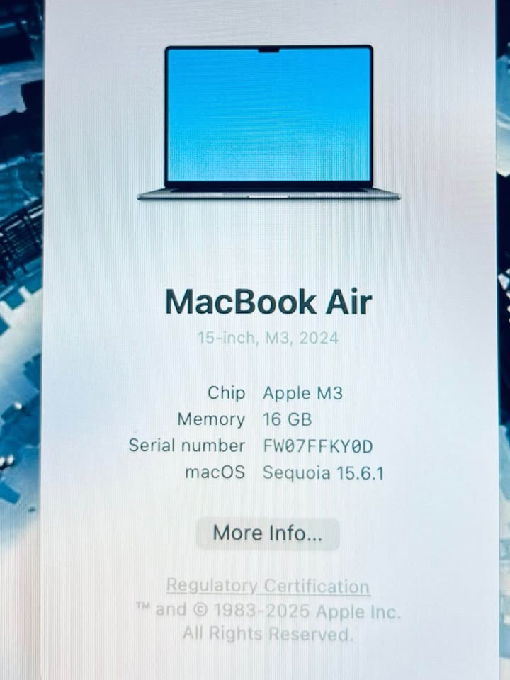 Apple MacBook Air 15” M3 16GB 500GB Like New - photo 2